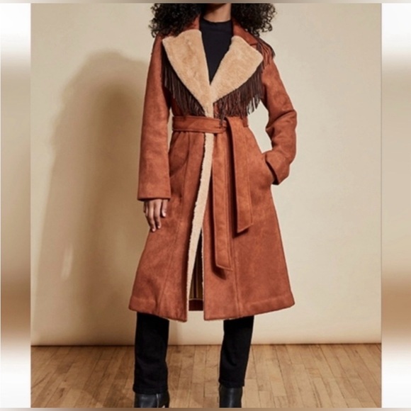 Anthro Hutch Fringe Warm Cozy Coat XS - Picture 2 of 5